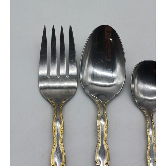 Lot Cold Meat Fork Butter Knife Serving Spoon Rose Cascade Towle Supreme 18/8 - Picture 4 of 9